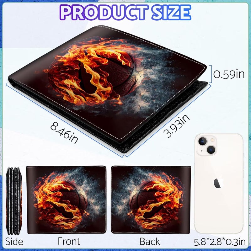 ZHIMEBYE Boys Wallet for Teens, Cool Kids Wallet Basketball for Boys Ages 8-10 9-12 11-15, Funny Leather Bifold Rfid Blocking, Coin Pocket Id Window for Teen Men Youth Guys Birthday Christmas Gifts - Image 2